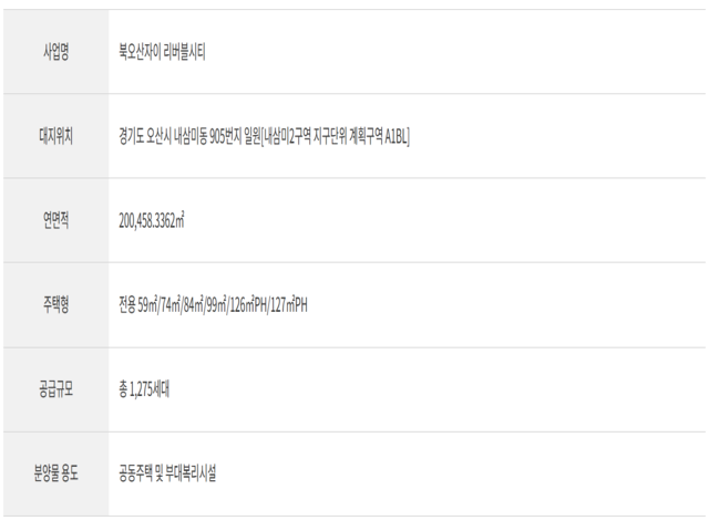 북오산자이 모델하우스 사업개요 안내
